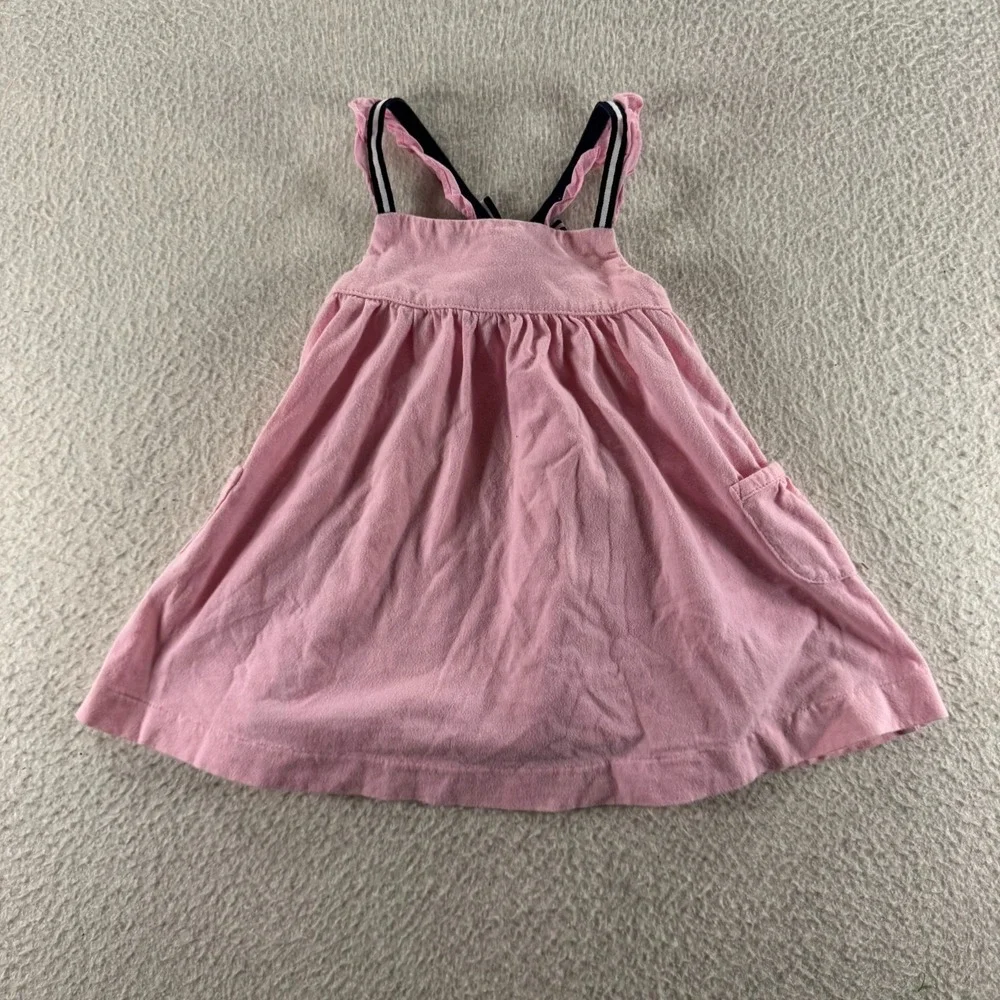 Ralph Lauren Sun Dress Baby Girl 6M Pink Good Ruffle Bow Nautical Straps